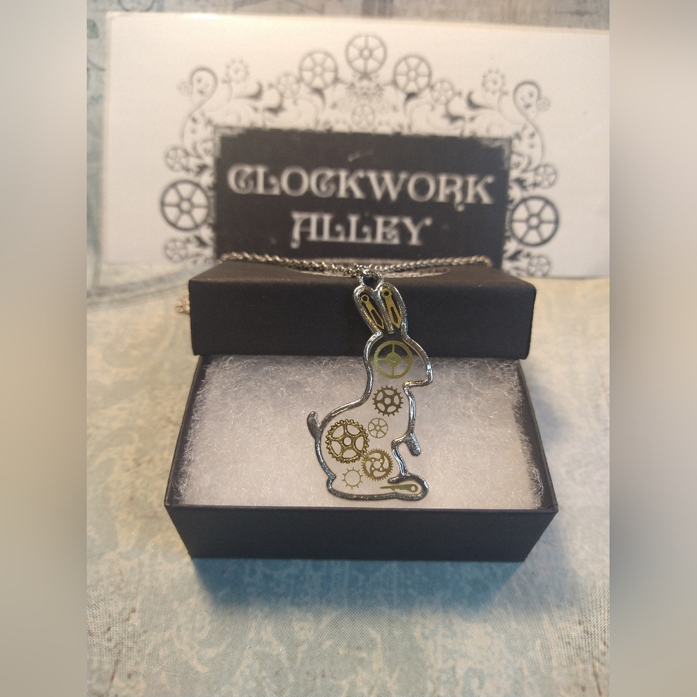 Steampunk Bunny Rabbit Pendant Necklace
